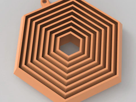 Hexagonal Key Chain 3D Print Model