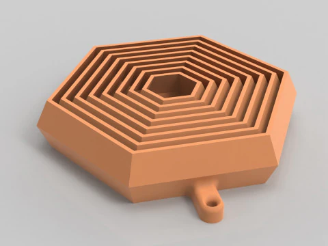 Hexagonal Key Chain 3D Print Model