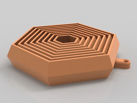 Hexagonal Key Chain 3D Print Model
