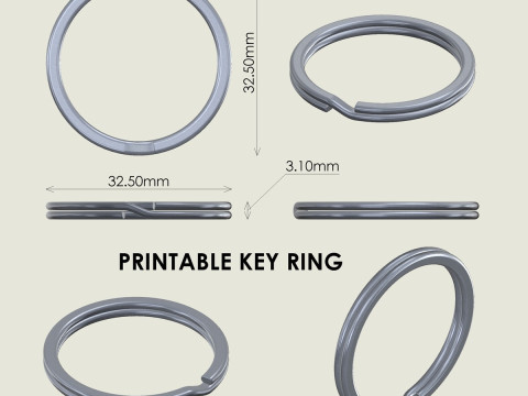 扁平钥匙圈 3D 打印模型
