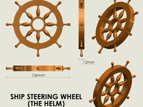 Volante do navio leme Modelo de Impressão 3D