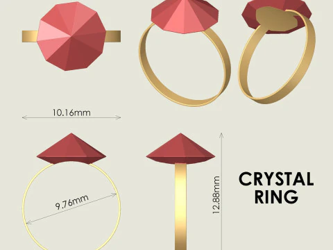 Crystal Ring 3D Print Model