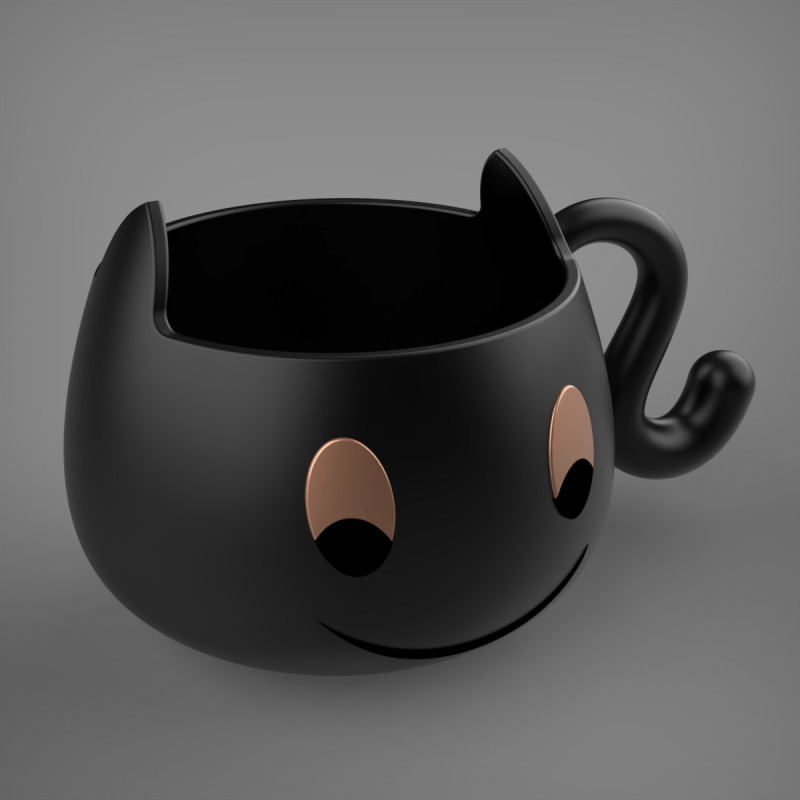 Katzenbecher 3D Druckmodell .c4d .max .obj .3ds .fbx .stl .blend 