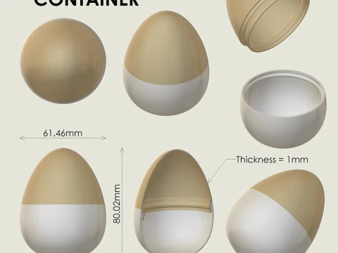 Egg Shaped Container 3D Print Model