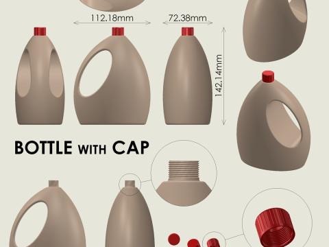 Flasche mit Verschluss 3D Druckmodell