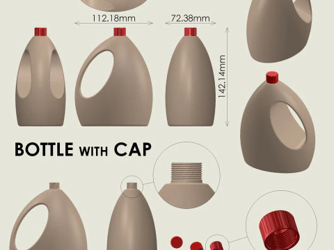 Bottle with Cap 3D Print Model