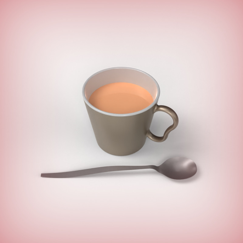 Cup with Spoon 3D Print Model .c4d .max .obj .3ds .fbx .stl .blend 