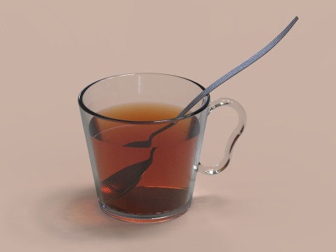 Cup with Spoon 3D Print Model