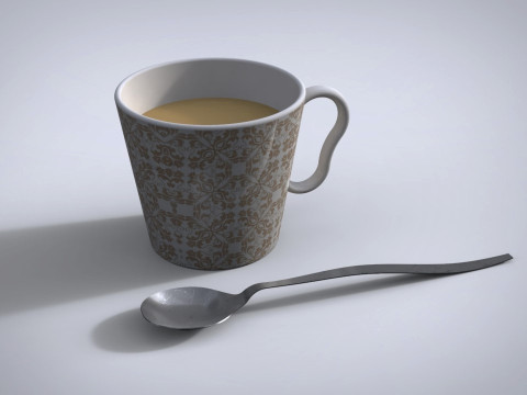 Cup with Spoon 3D Print Model