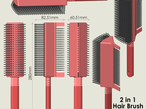 2 in 1 Hair Brush 3D Print Model