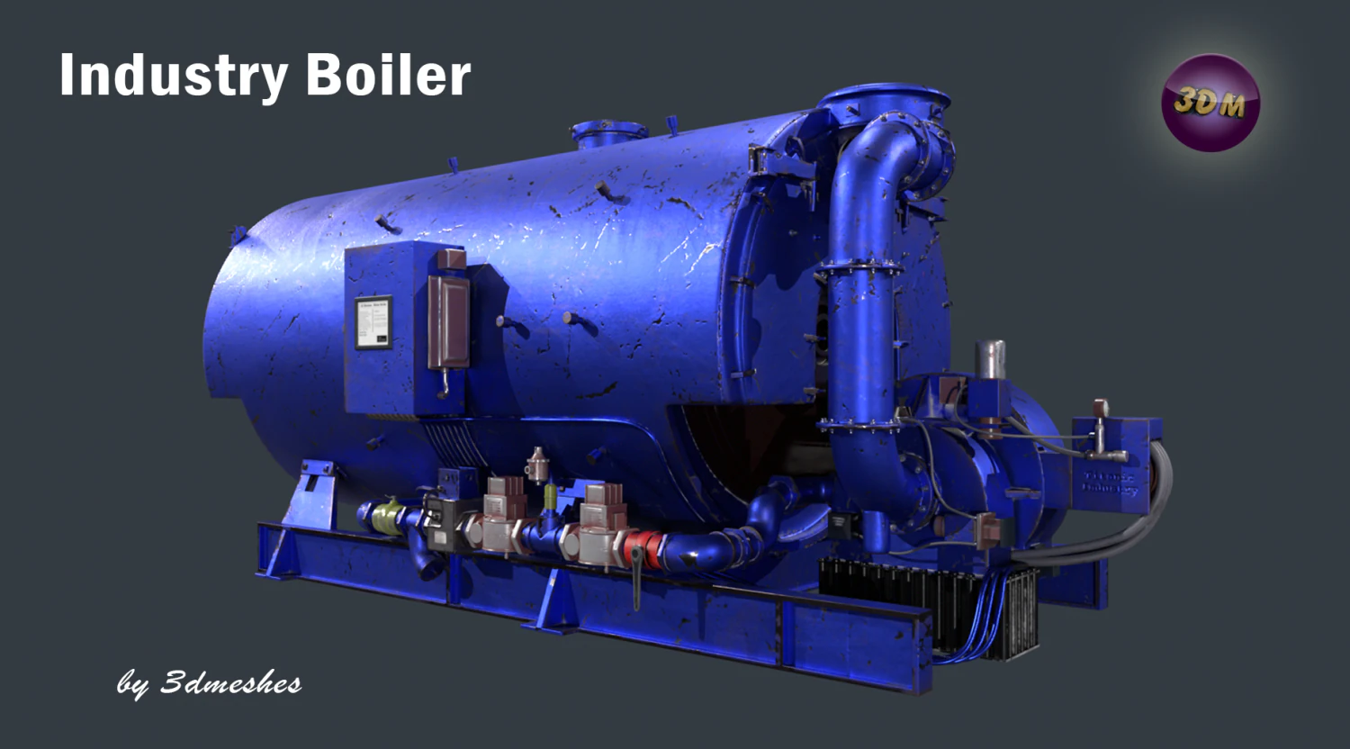 Industry Boiler - PBR 3D Model .c4d .max .obj .3ds .fbx .stl .blend 
