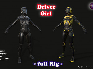 Driver Girl - full Rig PBR 3D Model
