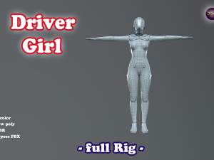 Driver Girl - full Rig PBR 3D Model