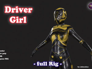 Driver Girl - full Rig PBR 3D Model