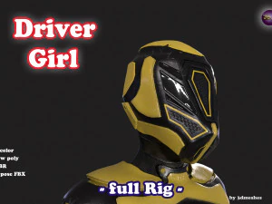 Driver Girl - full Rig PBR 3D Model