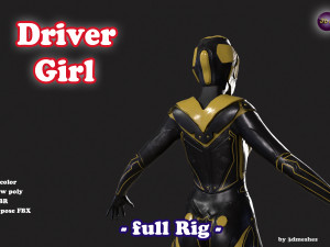 Driver Girl - full Rig PBR 3D Model