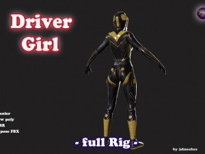 Driver Girl - full Rig PBR 3D Model