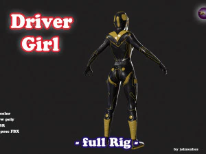 Driver Girl - full Rig PBR 3D Model