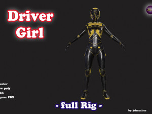Driver Girl - full Rig PBR 3D Model