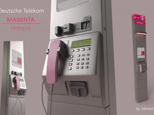 Telefonzelle Telekom - Magenta - PBR STL 3D Modell