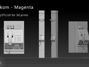 Telephonebox Telekom - Magenta - PBR STL 3D-Modell
