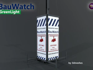 Bauwatch - C&aacute;mara de seguridad para obras de construcci&oacute;n - PBR Modelo 3D