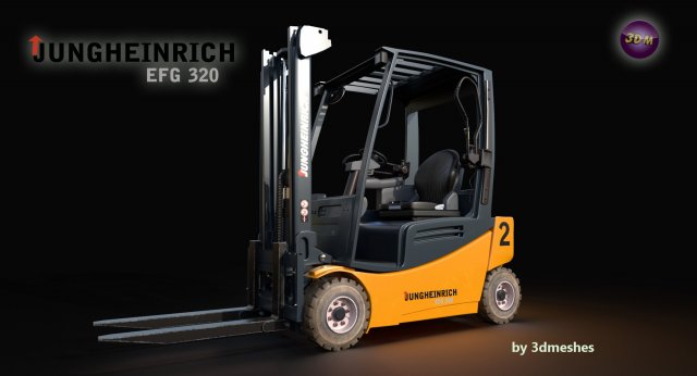Jungheinrich - EFG320 Electro Forklift - PBR 3D Model .c4d .max .obj .3ds .fbx .stl .blend 