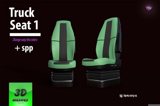 Truck Seat 1 - PBR 3Dモデル .c4d .max .obj .3ds .fbx .stl .blend 