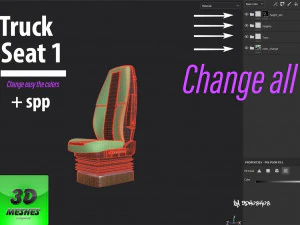 Truck Seat 1 - PBR 3D Model