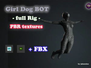 Girl Dog Bot - PBR 3D Model