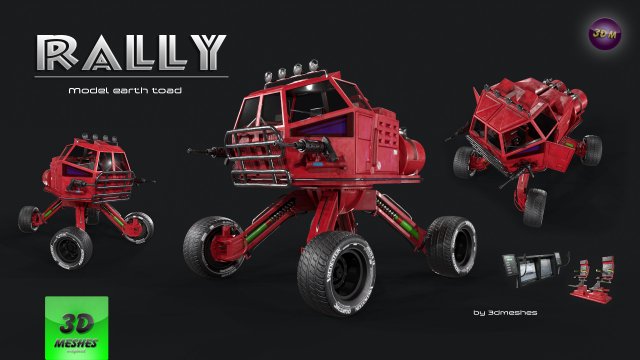 RALLY - Earth Toad - PBR 3D Model .c4d .max .obj .3ds .fbx .stl .blend 