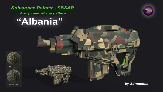 Albania - Army Camouflage Pattern - SBSAR CG Textures .c4d .max .obj .3ds .fbx .stl .blend 