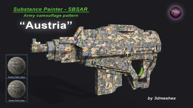 Austria - Patr&oacute;n de camuflaje del ej&eacute;rcito - Material SBSAR de 3dmeshes Berlin Texturas CG .c4d .max .obj .3ds .fbx .stl .blend 