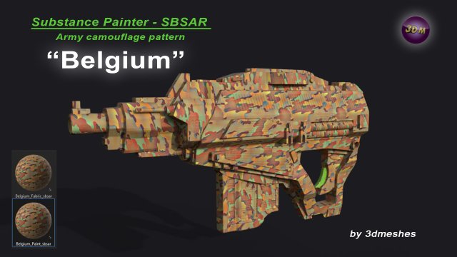 Belgium - Army Camouflage Pattern - SBSAR Material by 3dmeshes Berlin CG 纹理 .c4d .max .obj .3ds .fbx .stl .blend 