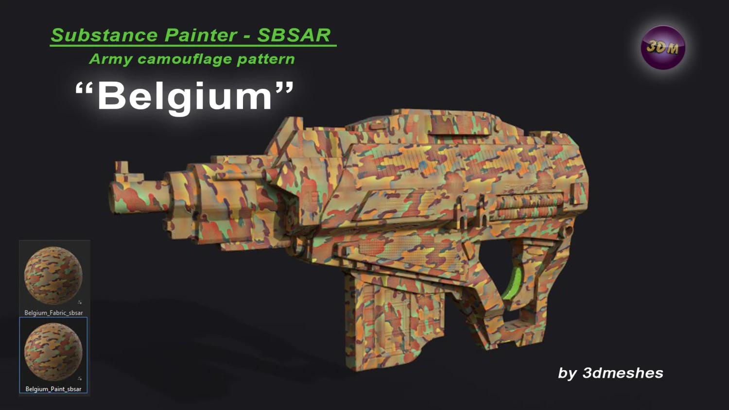 Belgium - Army Camouflage Pattern - SBSAR Material by 3dmeshes Berlin CG Textures .c4d .max .obj .3ds .fbx .stl .blend 