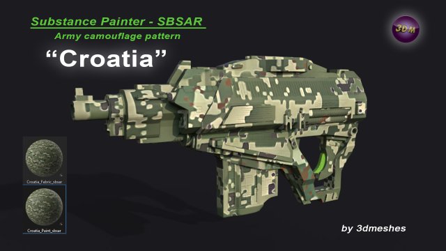 Croatia - Army Camouflage Pattern - SBSAR Material by 3dmeshes Berlin CG テクスチャ .c4d .max .obj .3ds .fbx .stl .blend 