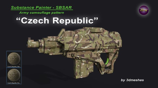Czech Republic - Army Camouflage Pattern - SBSAR Material by 3dmeshes Berlin Texturas CG .c4d .max .obj .3ds .fbx .stl .blend 