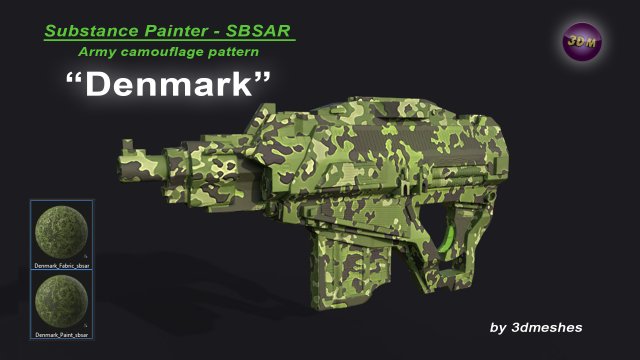 Denmark - Army Camouflage Pattern - SBSAR Material by 3dmeshes Berlin CG Tekstury .c4d .max .obj .3ds .fbx .stl .blend 
