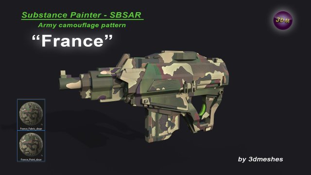 France - Army Camouflage Pattern - SBSAR Material by 3dmeshes Berlin CG Textures .c4d .max .obj .3ds .fbx .stl .blend 