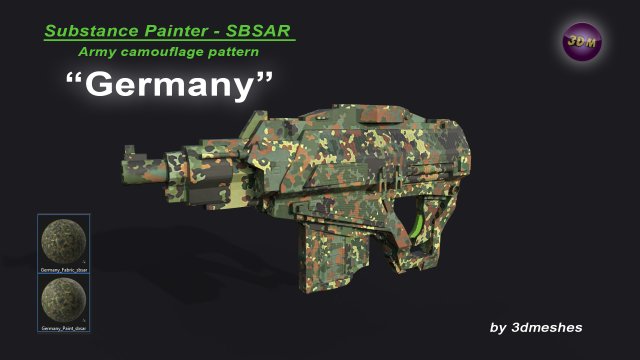 Germany - Army Camouflage Pattern - SBSAR Material by 3dmeshes Berlin Texturas CG .c4d .max .obj .3ds .fbx .stl .blend 