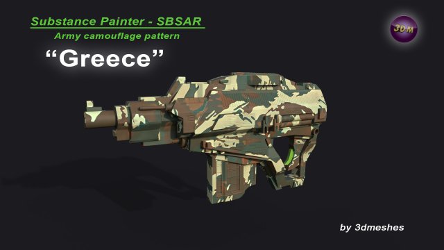 Greece - Army Camouflage Pattern - SBSAR Material by 3dmeshes Berlin CG テクスチャ .c4d .max .obj .3ds .fbx .stl .blend 