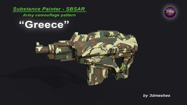 Grecia - Patr&oacute;n de camuflaje del ej&eacute;rcito - Material SBSAR de 3dmeshes Berlin Texturas CG .c4d .max .obj .3ds .fbx .stl .blend 