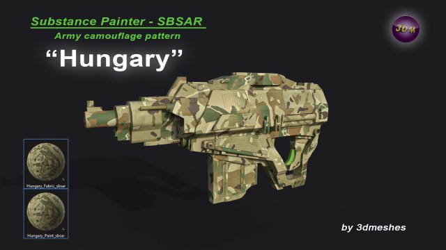 Hungary - Army Camouflage Pattern - SBSAR Material by 3dmeshes Berlin CG Tekstury .c4d .max .obj .3ds .fbx .stl .blend 