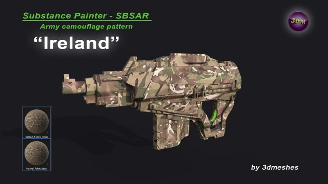 Ireland - Army Camouflage Pattern - SBSAR Material by 3dmeshes Berlin CG 纹理 .c4d .max .obj .3ds .fbx .stl .blend 