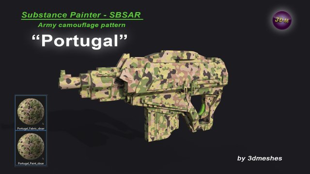 Portugal - Army Camouflage Pattern - SBSAR Material by 3dmeshes Berlin CG Textures .c4d .max .obj .3ds .fbx .stl .blend 