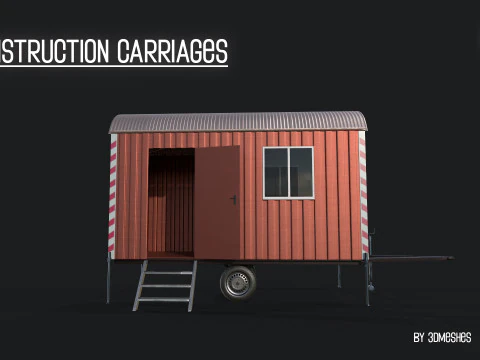 Construction Carriages 2 in 3 different colors 3D Model
