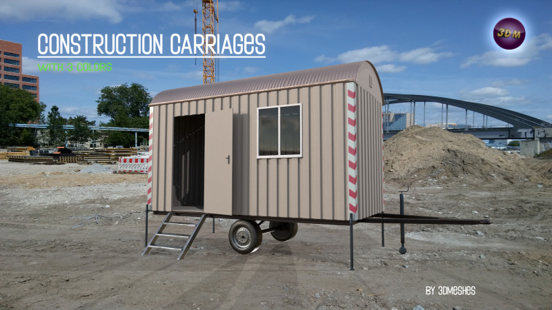 Construction Carriages 2 in 3 different colors Model 3D .c4d .max .obj .3ds .fbx .stl .blend