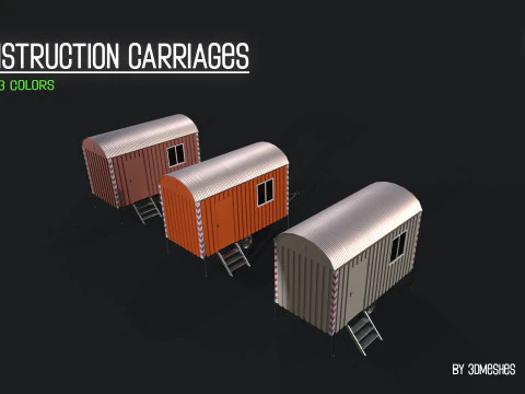 Construction Carriages 2 in 3 different colors 3D Model