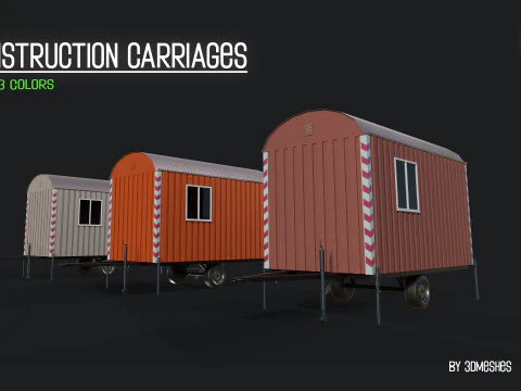 Construction Carriages 2 in 3 different colors 3D Model