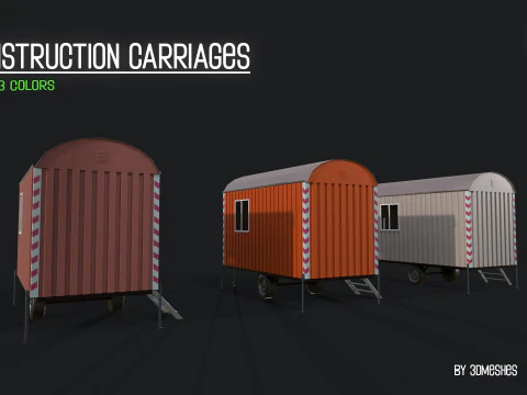 Construction Carriages 2 in 3 different colors 3D Model
